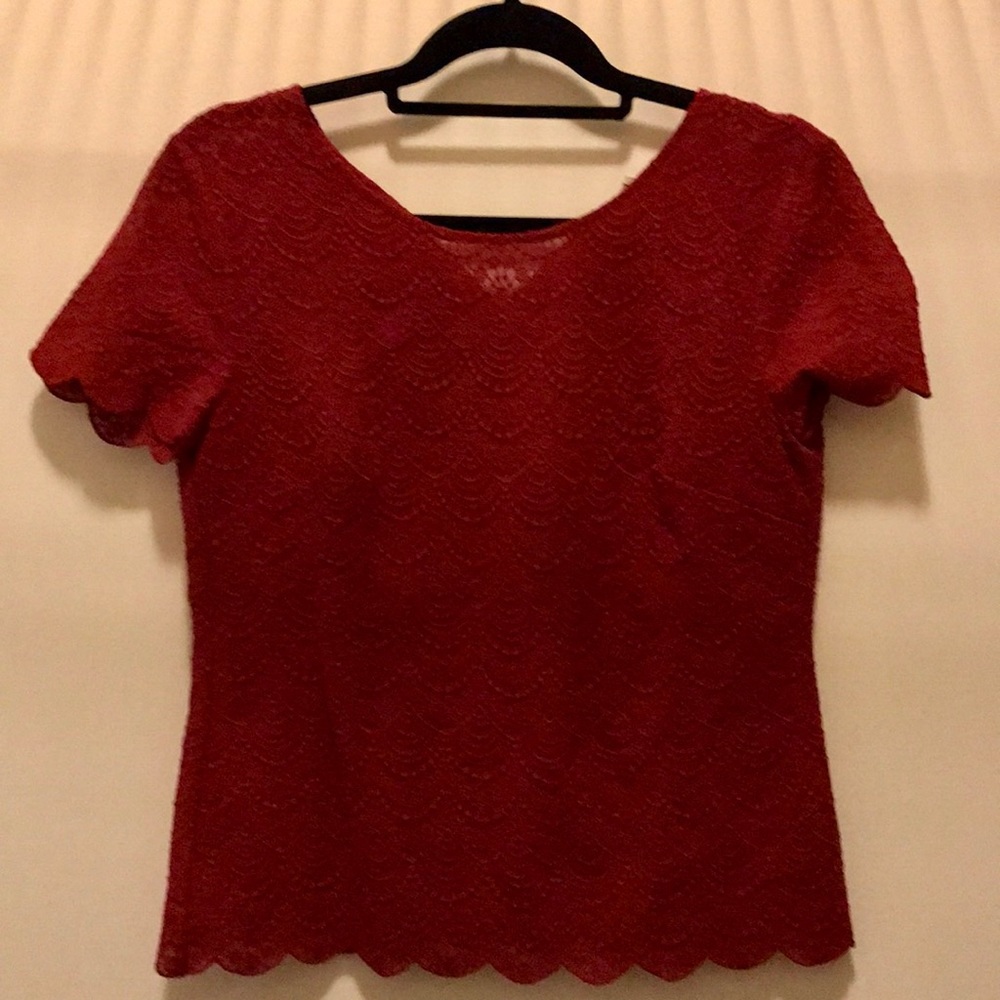 Scalloped Maroon Blouse
